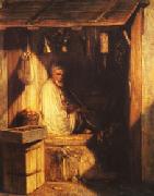 Turkish Merchant smoring in His shop